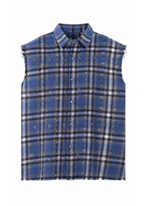 Camicia con strass PAPER MONEY | SLEEVELESS FLANNEBLUE